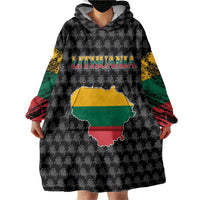 Lithuania Map Combined with National Coat of Arms Wearable Blanket Hoodie Patriotic Design