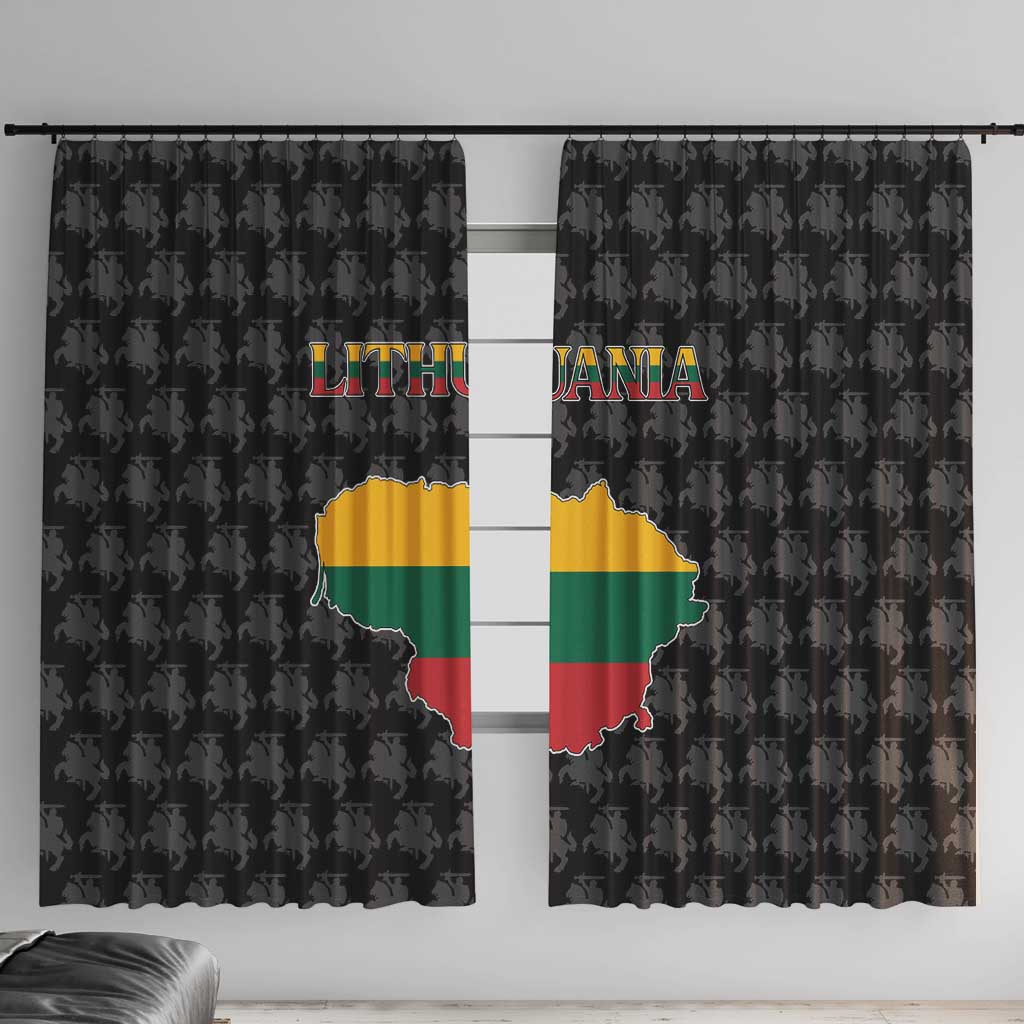 Lithuania Map Combined with National Coat of Arms Window Curtain Patriotic Design