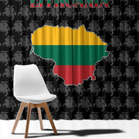 Lithuania Map Combined with National Coat of Arms Window Curtain Patriotic Design