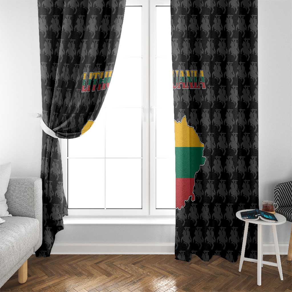 Lithuania Map Combined with National Coat of Arms Window Curtain Patriotic Design