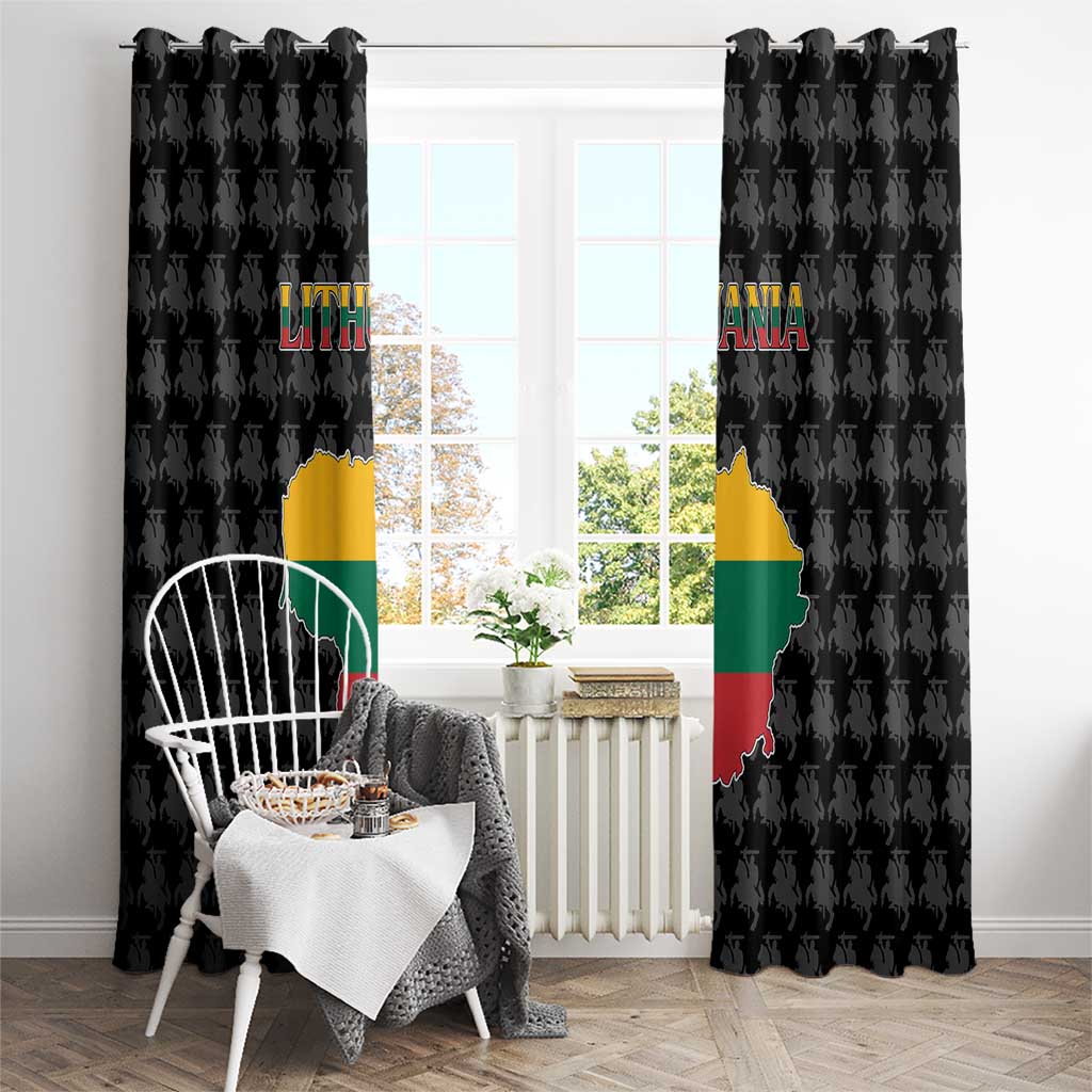 Lithuania Map Combined with National Coat of Arms Window Curtain Patriotic Design