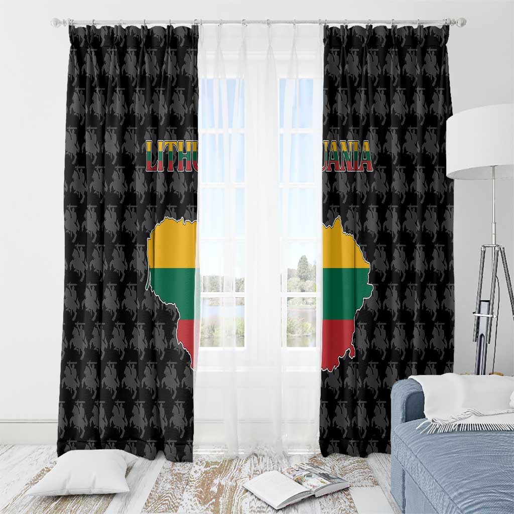 Lithuania Map Combined with National Coat of Arms Window Curtain Patriotic Design