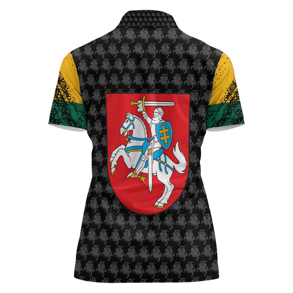 Lithuania Map Combined with National Coat of Arms Women Polo Shirt Patriotic Design