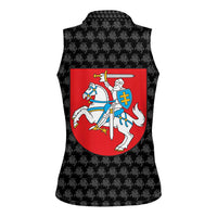 Lithuania Map Combined with National Coat of Arms Women Sleeveless Polo Shirt Patriotic Design