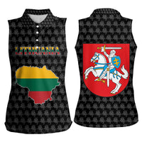 Lithuania Map Combined with National Coat of Arms Women Sleeveless Polo Shirt Patriotic Design