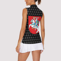 Lithuania Map Combined with National Coat of Arms Women Sleeveless Polo Shirt Patriotic Design