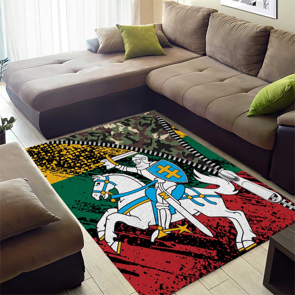 Lithuania's National Emblem Area Rug with Military Motifs - Army-Inspired Design