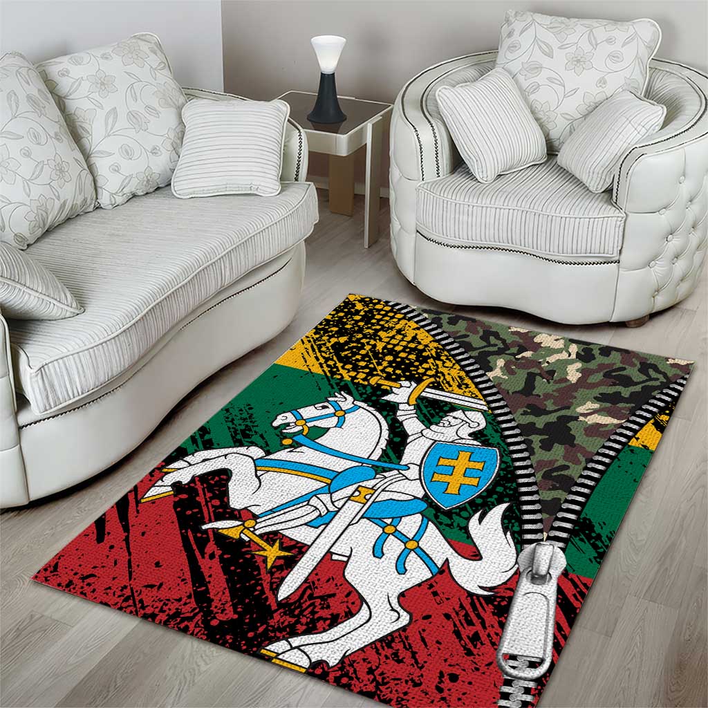 Lithuania's National Emblem Area Rug with Military Motifs - Army-Inspired Design