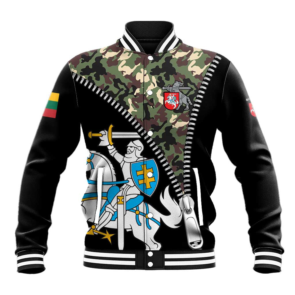 Lithuania's National Emblem Baseball Jacket with Military Motifs - Army-Inspired Design
