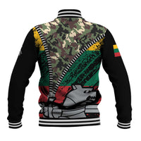 Lithuania's National Emblem Baseball Jacket with Military Motifs - Army-Inspired Design