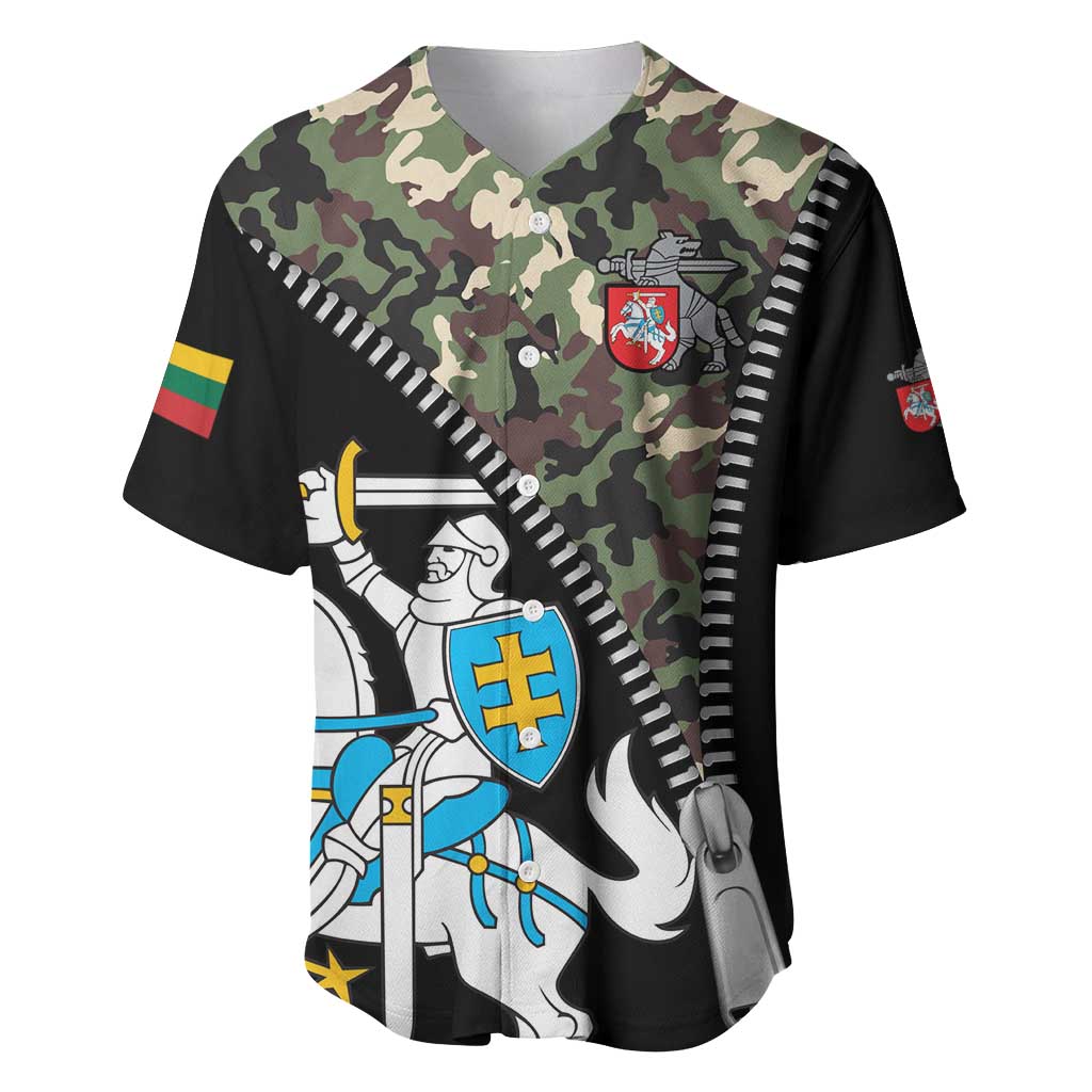 Lithuania's National Emblem Baseball Jersey with Military Motifs - Army-Inspired Design