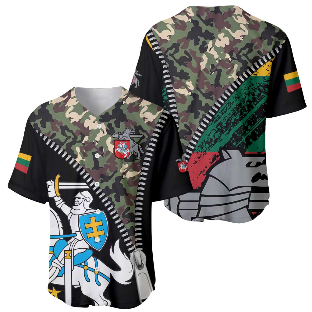 Lithuania's National Emblem Baseball Jersey with Military Motifs - Army-Inspired Design