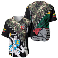 Lithuania's National Emblem Baseball Jersey with Military Motifs - Army-Inspired Design