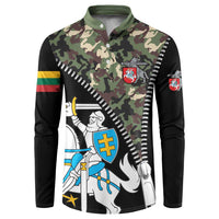 Lithuania's National Emblem Button Sweatshirt with Military Motifs - Army-Inspired Design