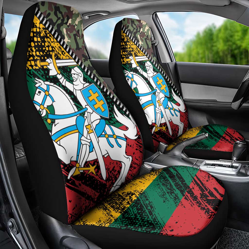 Lithuania's National Emblem Car Seat Cover with Military Motifs - Army-Inspired Design