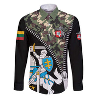 Lithuania's National Emblem Family Matching Long Sleeve Bodycon Dress and Hawaiian Shirt with Military Motifs - Army-Inspired Design