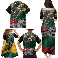 Lithuania's National Emblem Family Matching Puletasi and Hawaiian Shirt with Military Motifs - Army-Inspired Design