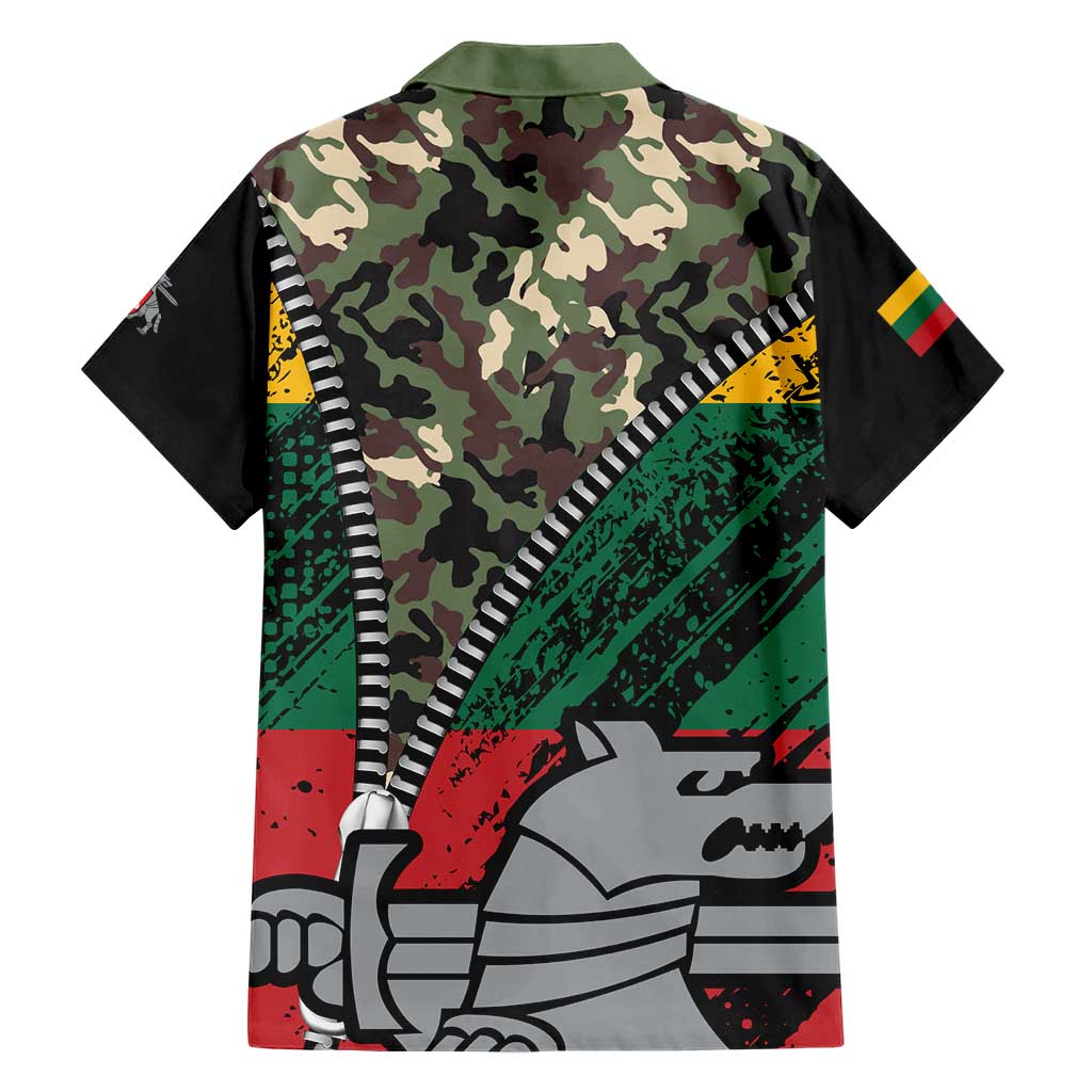 Lithuania's National Emblem Family Matching Short Sleeve Bodycon Dress and Hawaiian Shirt with Military Motifs - Army-Inspired Design