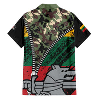 Lithuania's National Emblem Family Matching Short Sleeve Bodycon Dress and Hawaiian Shirt with Military Motifs - Army-Inspired Design