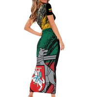 Lithuania's National Emblem Family Matching Short Sleeve Bodycon Dress and Hawaiian Shirt with Military Motifs - Army-Inspired Design