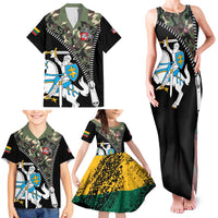 Lithuania's National Emblem Family Matching Tank Maxi Dress and Hawaiian Shirt with Military Motifs - Army-Inspired Design