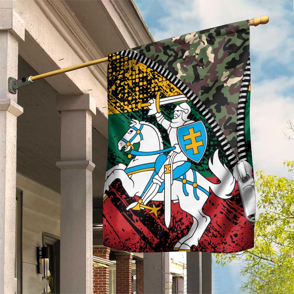 Lithuania's National Emblem Garden Flag with Military Motifs - Army-Inspired Design