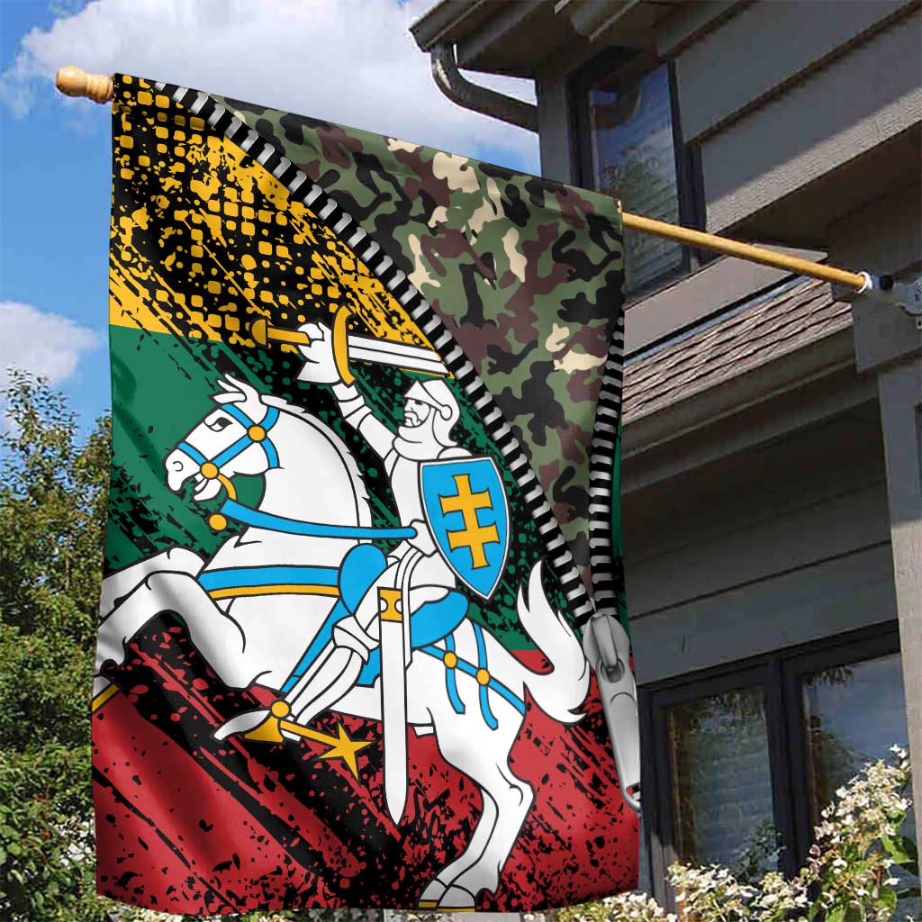 Lithuania's National Emblem Garden Flag with Military Motifs - Army-Inspired Design