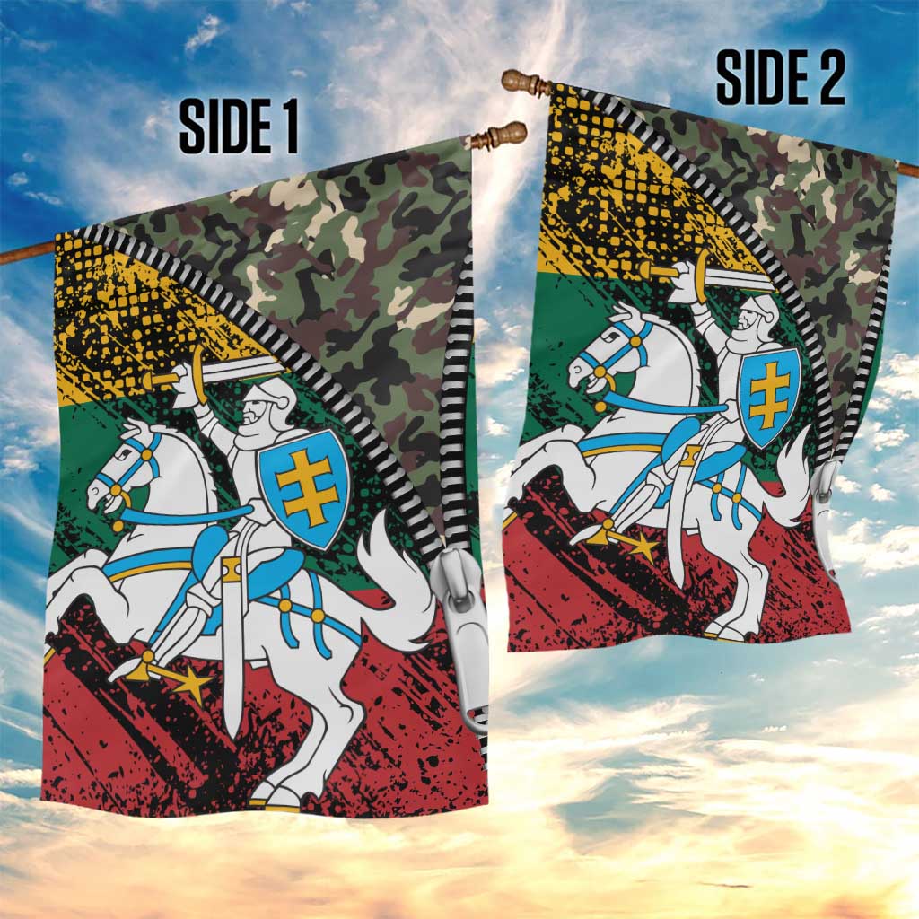 Lithuania's National Emblem Garden Flag with Military Motifs - Army-Inspired Design