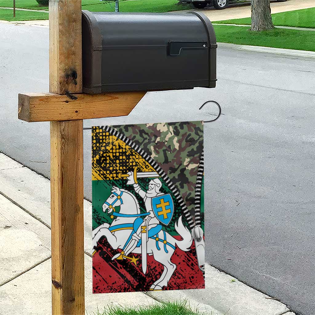 Lithuania's National Emblem Garden Flag with Military Motifs - Army-Inspired Design
