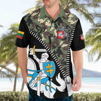 Lithuania's National Emblem Hawaiian Shirt with Military Motifs - Army-Inspired Design