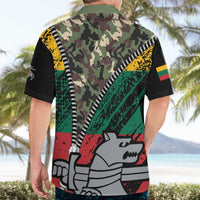 Lithuania's National Emblem Hawaiian Shirt with Military Motifs - Army-Inspired Design