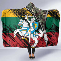 Lithuania's National Emblem Hooded Blanket with Military Motifs - Army-Inspired Design