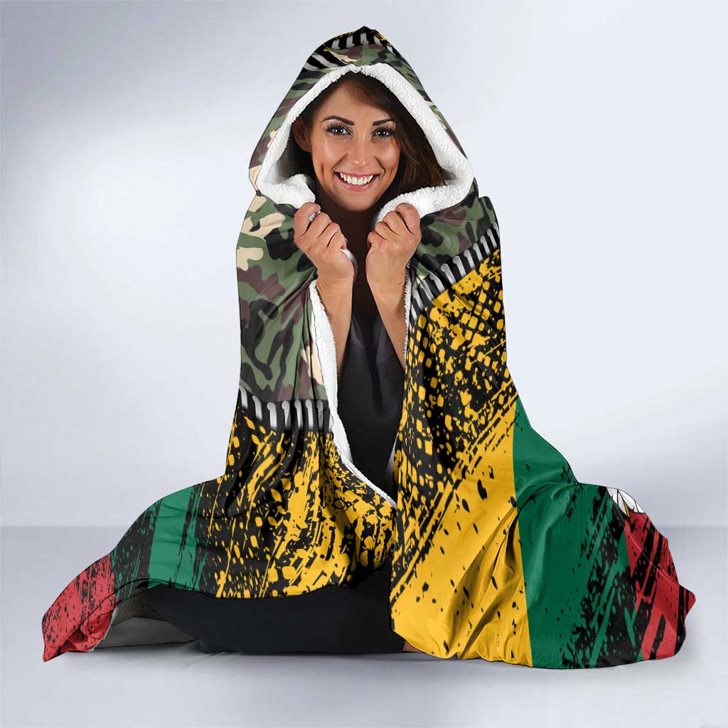 Lithuania's National Emblem Hooded Blanket with Military Motifs - Army-Inspired Design