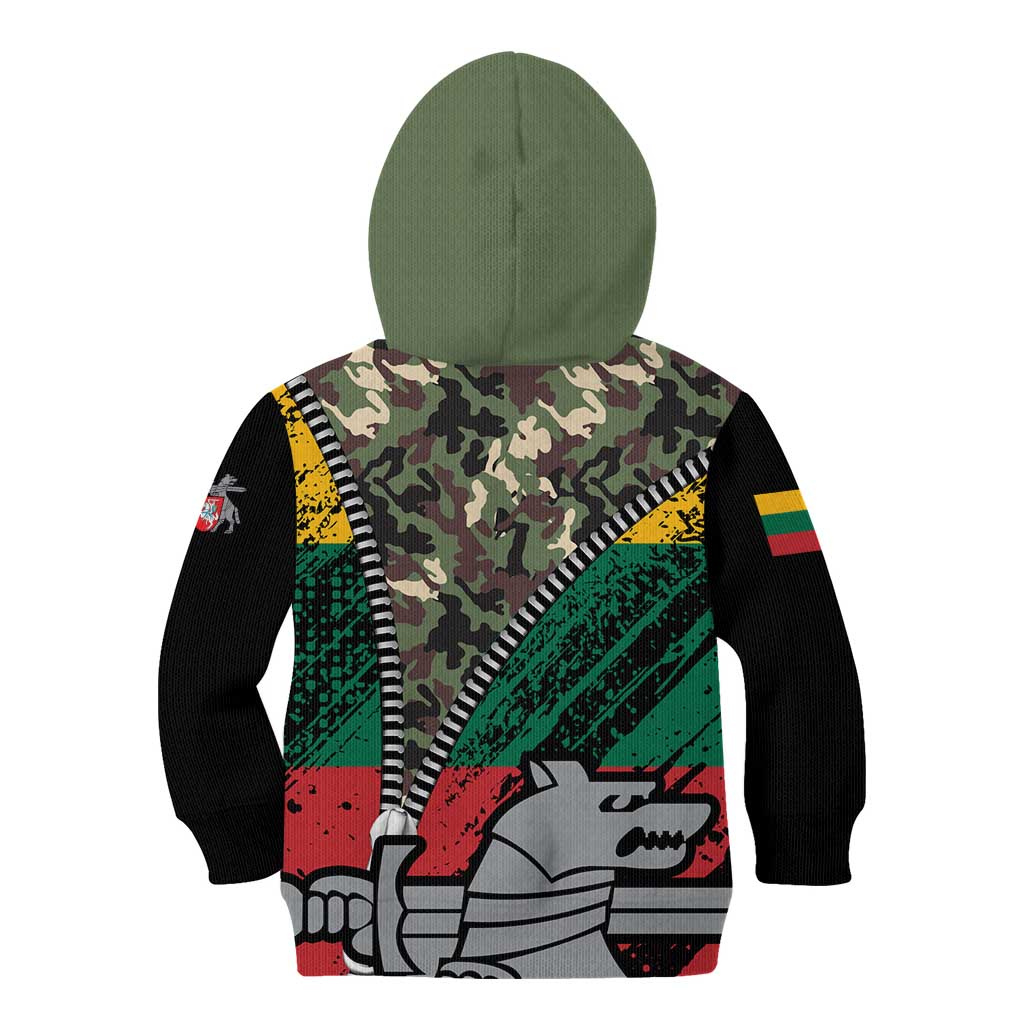 Lithuania's National Emblem Kid Hoodie with Military Motifs - Army-Inspired Design
