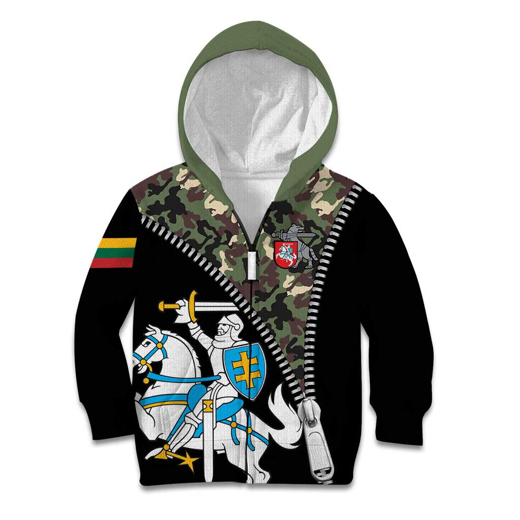 Lithuania's National Emblem Kid Hoodie with Military Motifs - Army-Inspired Design