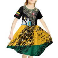 Lithuania's National Emblem Kid Short Sleeve Dress with Military Motifs - Army-Inspired Design