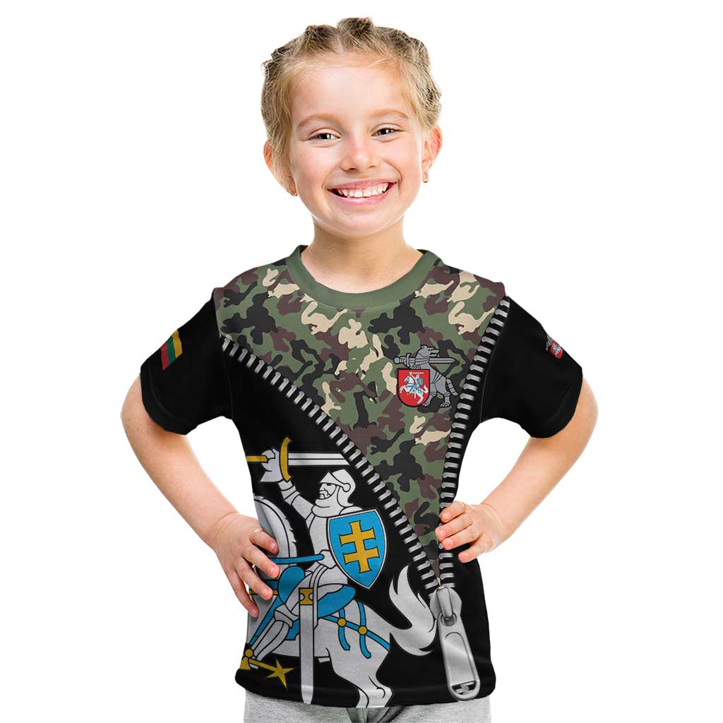 Lithuania's National Emblem Kid T Shirt with Military Motifs - Army-Inspired Design