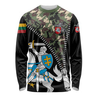 Lithuania's National Emblem Long Sleeve Shirt with Military Motifs - Army-Inspired Design