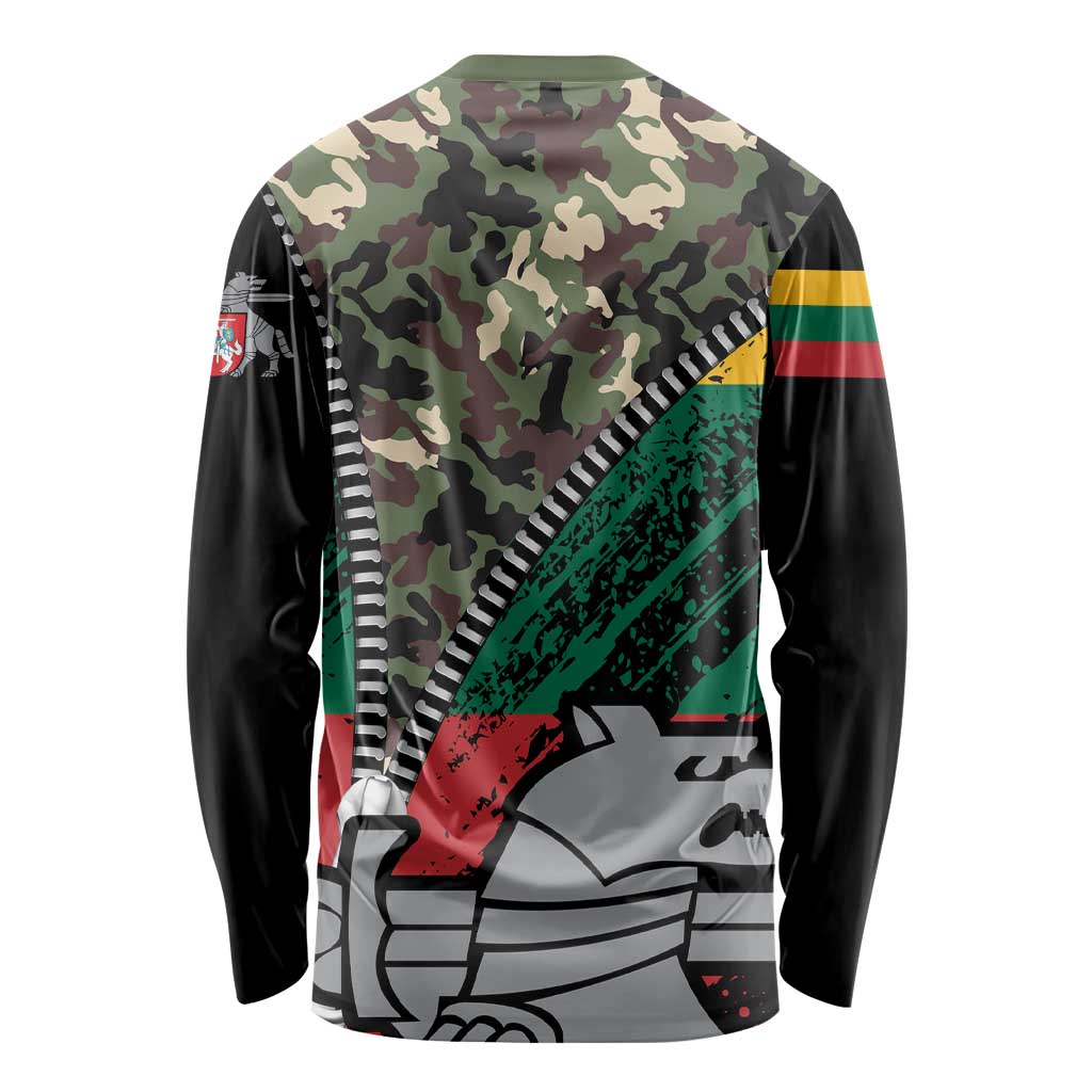 Lithuania's National Emblem Long Sleeve Shirt with Military Motifs - Army-Inspired Design