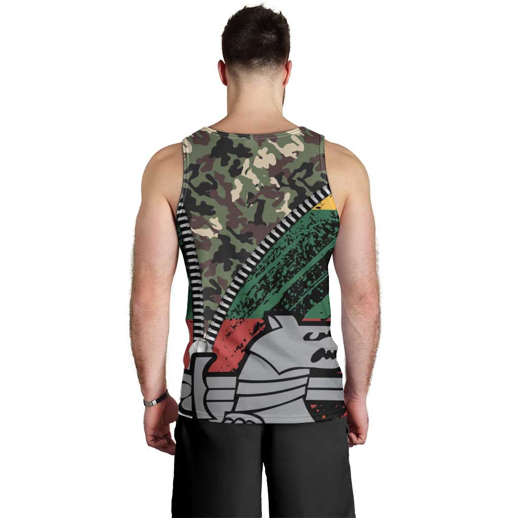 Lithuania's National Emblem Men Tank Top with Military Motifs - Army-Inspired Design
