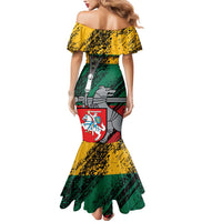 Lithuania's National Emblem Mermaid Dress with Military Motifs - Army-Inspired Design