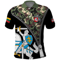Lithuania's National Emblem Polo Shirt with Military Motifs - Army-Inspired Design