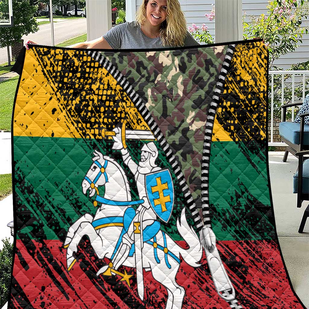 Lithuania's National Emblem Quilt with Military Motifs - Army-Inspired Design