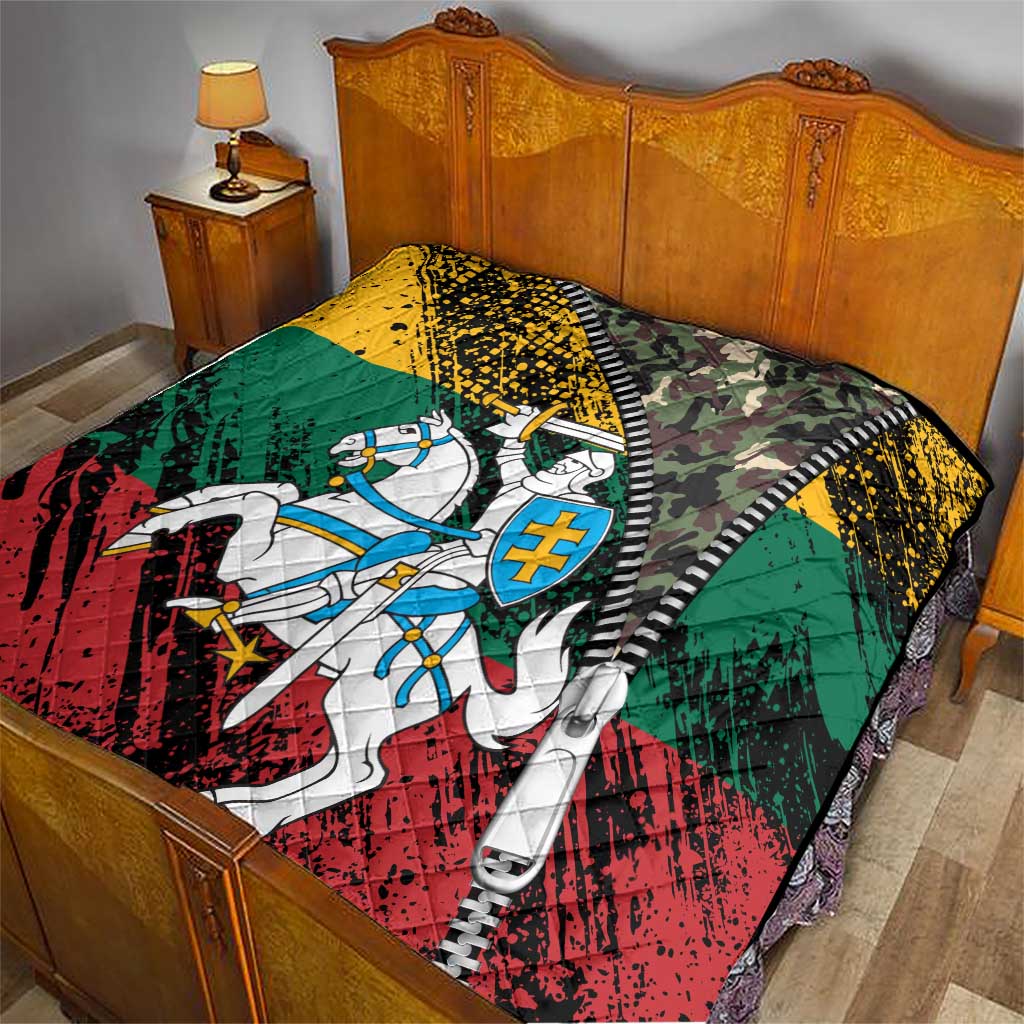 Lithuania's National Emblem Quilt with Military Motifs - Army-Inspired Design