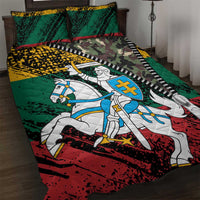 Lithuania's National Emblem Quilt Bed Set with Military Motifs - Army-Inspired Design