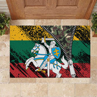 Lithuania's National Emblem Rubber Doormat with Military Motifs - Army-Inspired Design