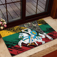 Lithuania's National Emblem Rubber Doormat with Military Motifs - Army-Inspired Design