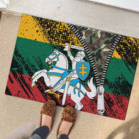 Lithuania's National Emblem Rubber Doormat with Military Motifs - Army-Inspired Design