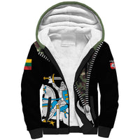 Lithuania's National Emblem Sherpa Hoodie with Military Motifs - Army-Inspired Design