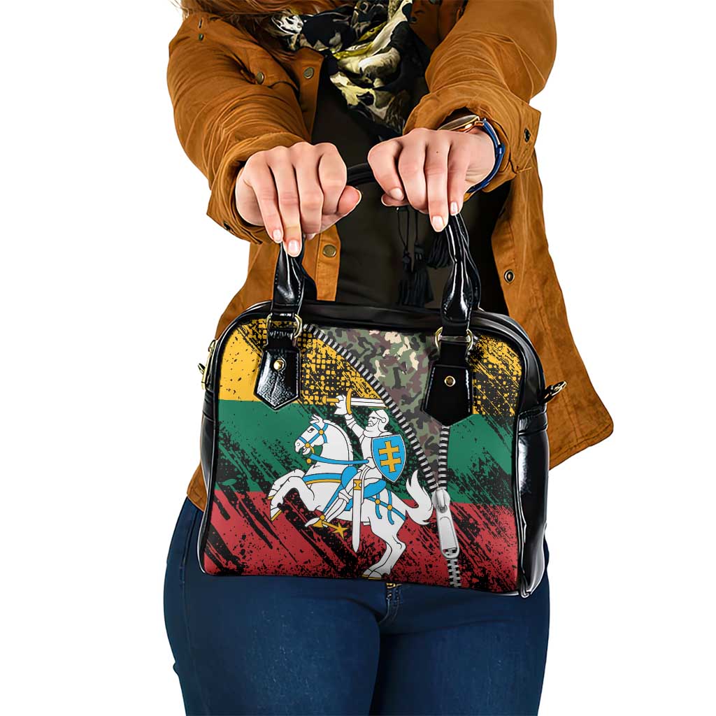 Lithuania's National Emblem Shoulder Handbag with Military Motifs - Army-Inspired Design